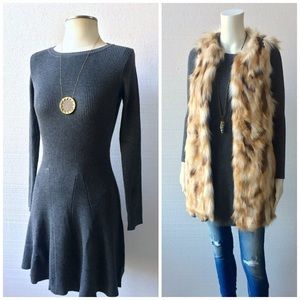 Gray fit and flare rib knit dress / tunic NWOT